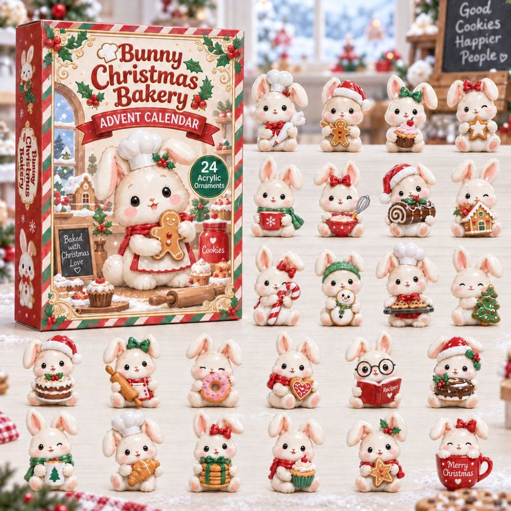 Bunny Christmas Bakery Limited Edition Countdown 2026 — 24-Day Advent With Acrylic Charms, Festive Holiday Gift For Families