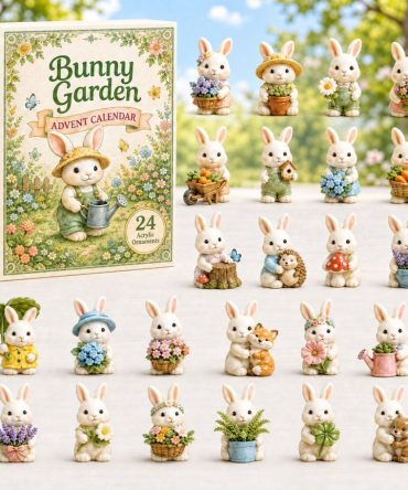 Bunny Garden 2026 Advent Countdown - 24-Day Acrylic Charm Calendar With Floral Rabbit Charms, Gift-Ready