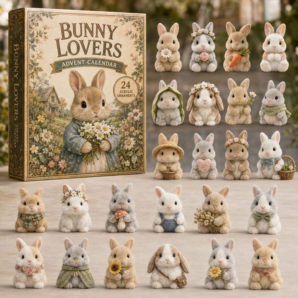 Cute Bunny Lovers 2026 Countdown - 24-Day Acrylic Charm Advent Calendar, Charming Gift For Rabbit Fans