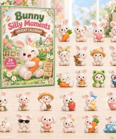Playful Bunny Holiday Advent Calendar 2026 - 24-Day Cute Bunny Acrylic Charm Countdown, Family-Friendly Christmas Gift & Décor