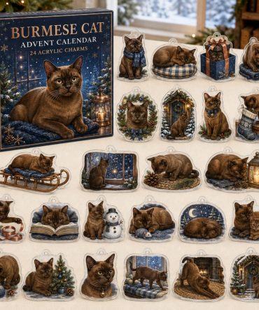 Burmese Holiday Advent Calendar With 24 Acrylic Charms — Premium Cat-Lover Gift & Festive Collectible Set
