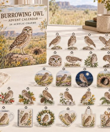Burrowing Owl 24-Day Charm Countdown — Cute Acrylic Burrowing Owl Charms For Advent, Ornaments & Gifts , Unique Nature Collectible Set