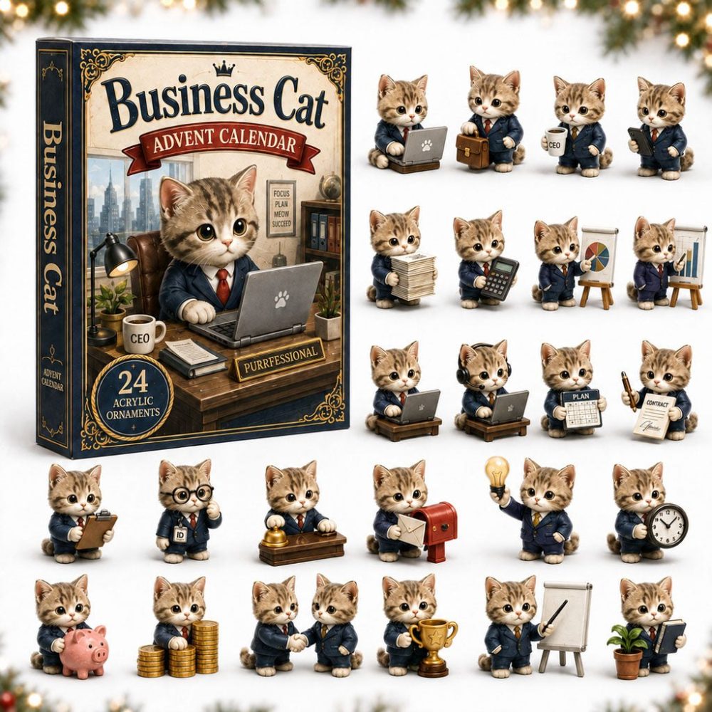 Limited Edition 2026 Business Cat Countdown - 24-Day Acrylic Charm Advent Calendar, Perfect Gift For Cat Lovers