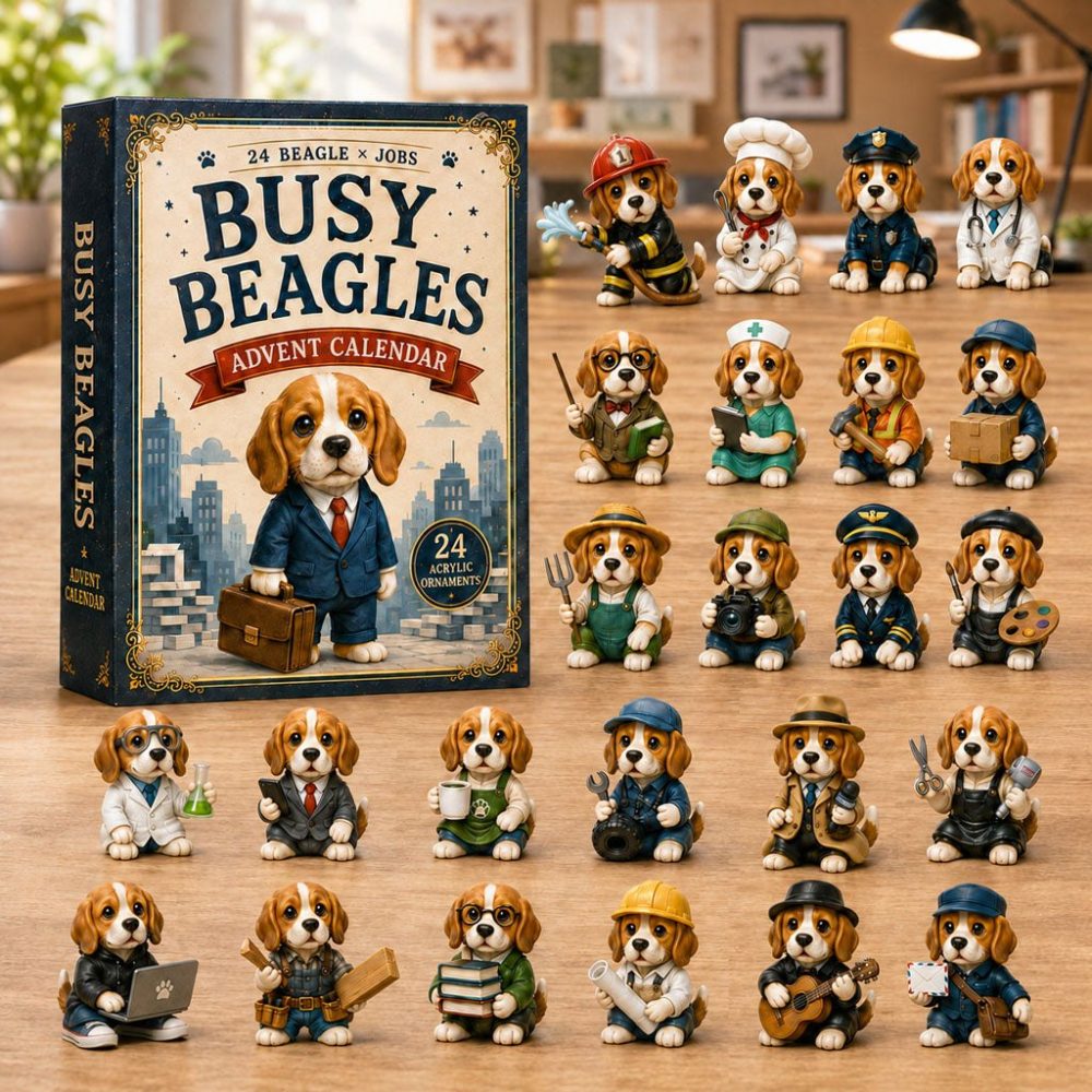 Busy Beagles 24-Day Advent Countdown — 2026 Beagle-Themed Acrylic Charm Calendar, Fun Holiday Gift For Kids & Dog Lovers