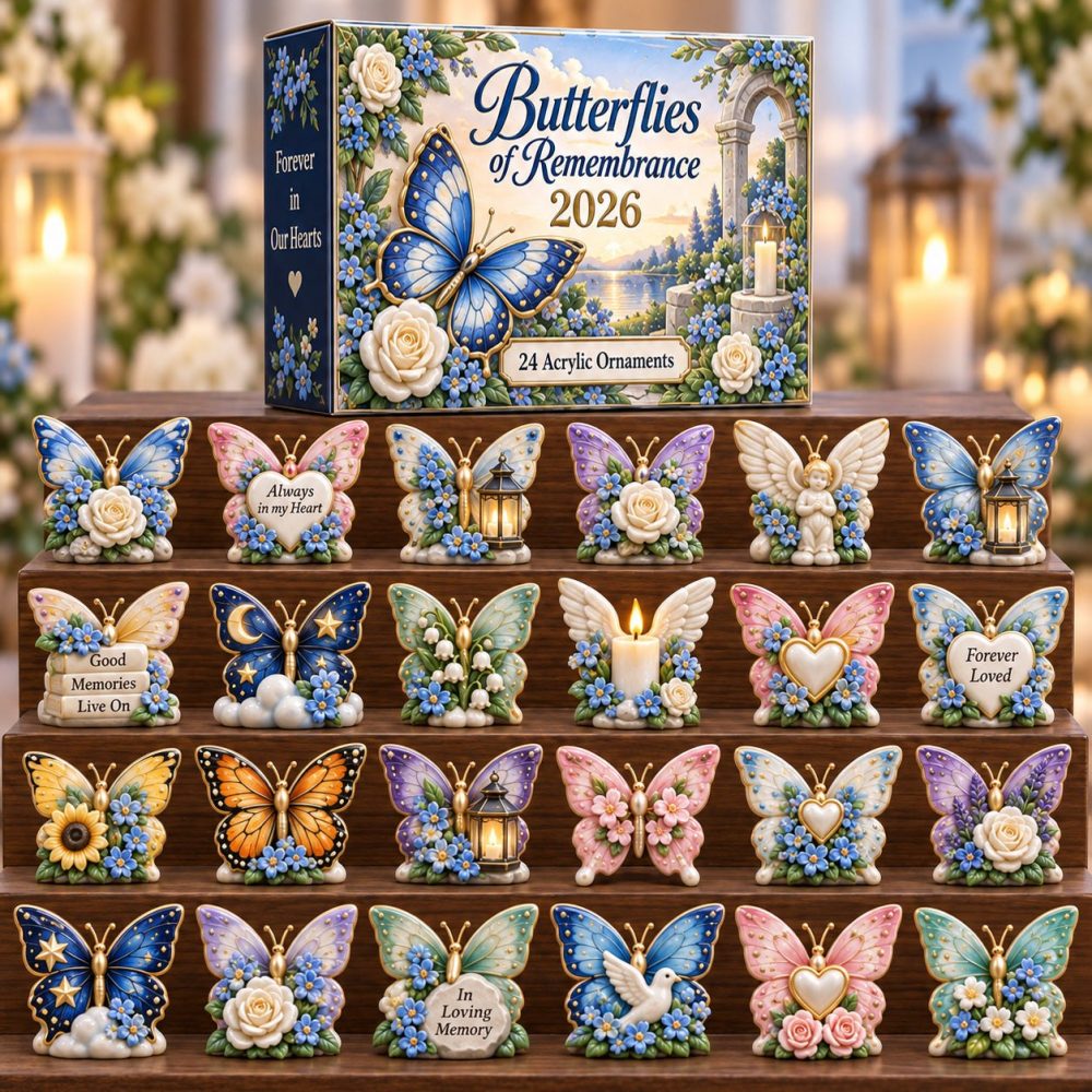 Butterflies Of Remembrance Advent Calendar 2026 - 24 Acrylic Memory Butterfly Charms, Thoughtful Memorial Countdown