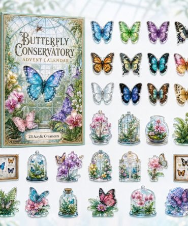 Butterfly Conservatory 24-Day Nature Countdown Calendar 2026 — Acrylic Winged Charms, Elegant Holiday Gift For Nature Lovers