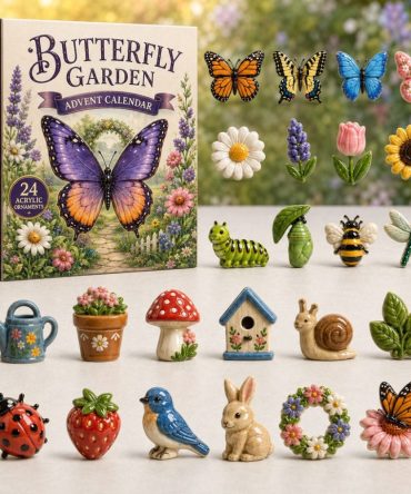 Butterfly Garden 24-Day Blooming Countdown Calendar 2026 — Acrylic Butterfly Charms, Charming Gift For Gardeners & Kids