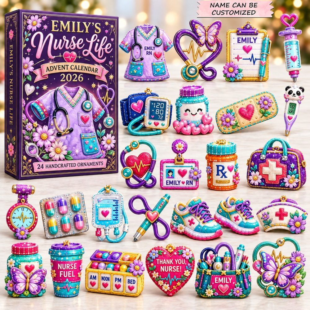 Butterfly Nurse Holiday Countdown 2026 — 24-Day Advent Calendar With Acrylic Charms, Gift For Nurses