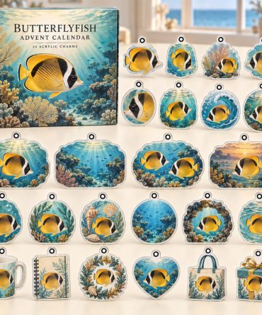 Butterflyfish 24-Day Acrylic Charm Advent Calendar — Coastal Holiday Countdown, Cute Marine Charms & Perfect Gift For Ocean Fans