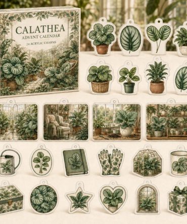 Calathea 24-Day Charm Countdown — Acrylic Botanical Charms Set For Calathea Fans, Stylish Gift For Plant Enthusiasts