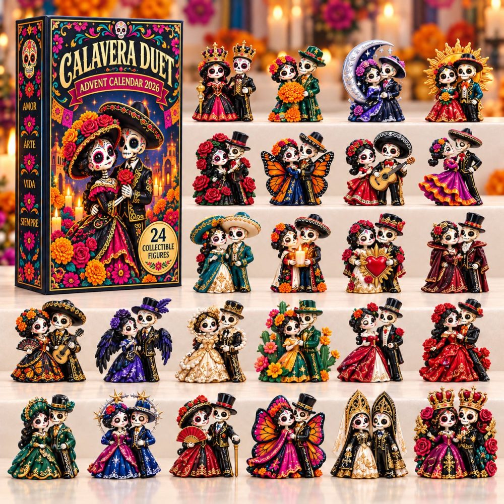 Calavera Duet 2026 Day-By-Day Sugar Skull Advent - 24 Acrylic Charms, Festive Day Countdown Decor