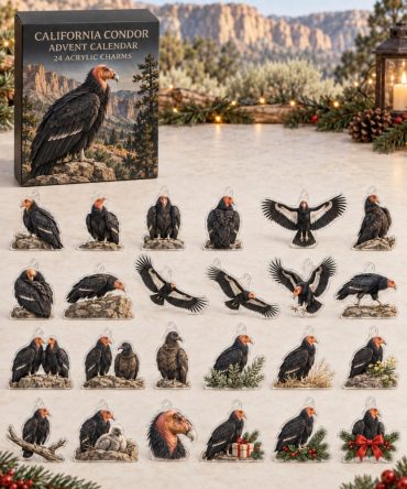 California Condor Advent Calendar - 24 Acrylic Charm Surprises, Conservation-Minded Birdwatcher Holiday Countdown Gift