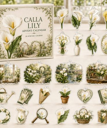 Calla Lily Elegant Advent Calendar — 24 Acrylic Calla Lily Charms, Floral Countdown Gift Set For Her, Bridesmaids & Garden Lovers