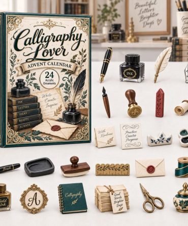 Calligraphy Enthusiast Advent Set — 24 Elegant Acrylic Charms, 2026 Pen & Ink-Themed Countdown Calendar For Handlettering Fans
