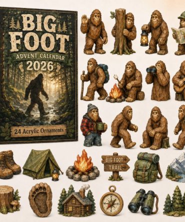 Camping Bigfoot 24-Day Sasquatch Countdown Calendar 2026 — Acrylic Bigfoot Charms, Quirky Gift For Campers & Cryptid Fans
