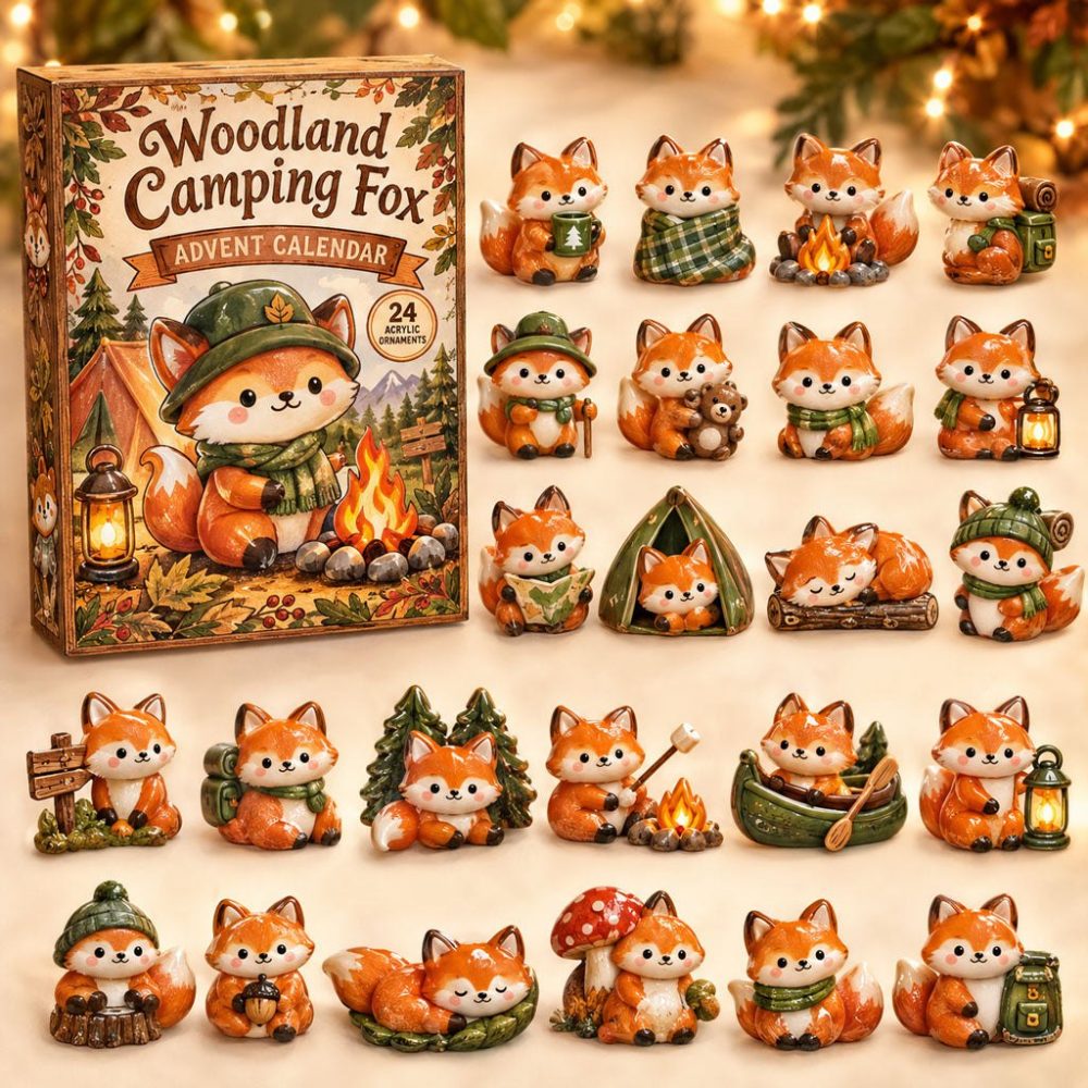 Camping Fox 24-Day Wilderness Countdown Calendar 2026 — Acrylic Fox Charms, Rustic Gift For Nature & Hiker Fans
