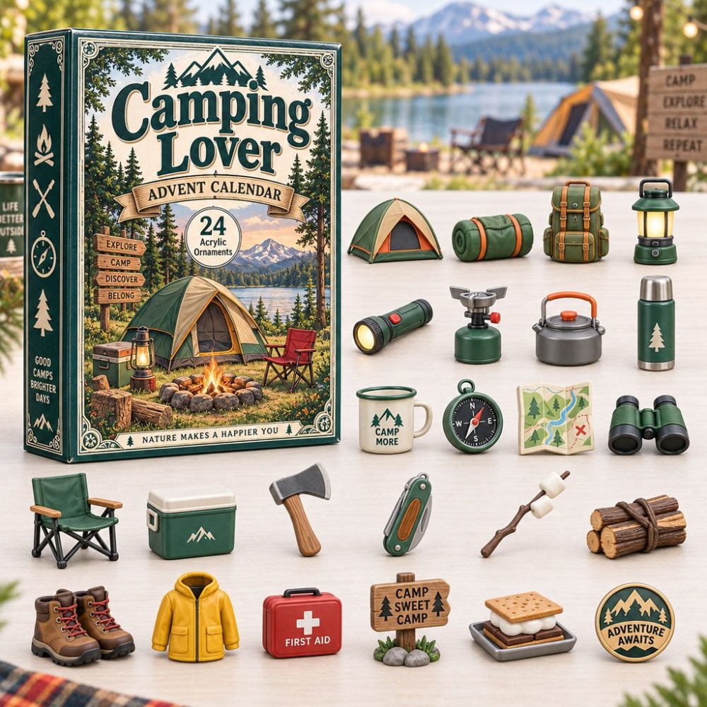 2026 Camping Advent Countdown - 24-Day Outdoor Gear Acrylic Charm Calendar, Great Gift For Campers, Hikers & Rv Travelers
