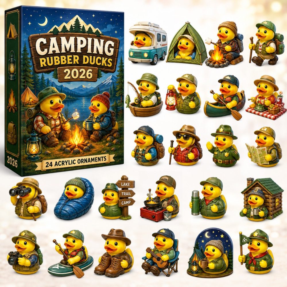 Camping Rubber Duck 24-Day Outdoor Countdown Calendar 2026 — Fun Acrylic Duck Charms, Charming Gift For Campers & Kids