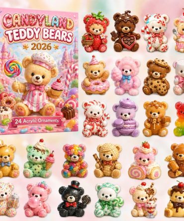2026 Candyland Teddy Bears Advent Calendar — 24-Day Sweet Holiday Countdown With Colorful Acrylic Charms, Kids' Christmas Surprise & Party Favor