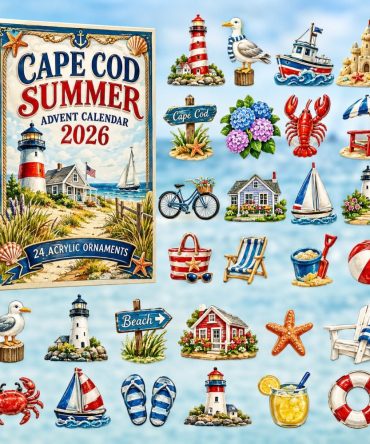 Cape Cod Summer 24-Day Coastal Countdown Calendar 2026 — Acrylic Beach Charms, Nautical Gift For Seaside & Summer Memory Collectors