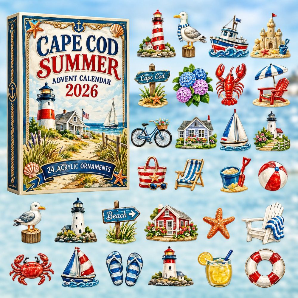 Cape Cod Summer 24-Day Coastal Countdown Calendar 2026 — Acrylic Beach Charms, Nautical Gift For Seaside & Summer Memory Collectors