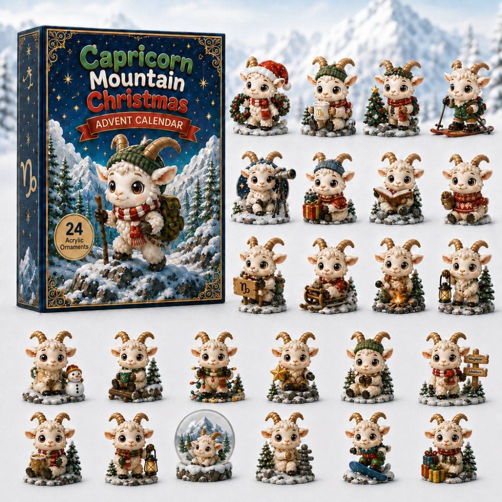 Capricorn Mountain Holiday Advent Calendar 2026 — 24-Day Acrylic Charm Countdown Featuring Zodiac Capricorn, Mountain-Themed Keepsakes