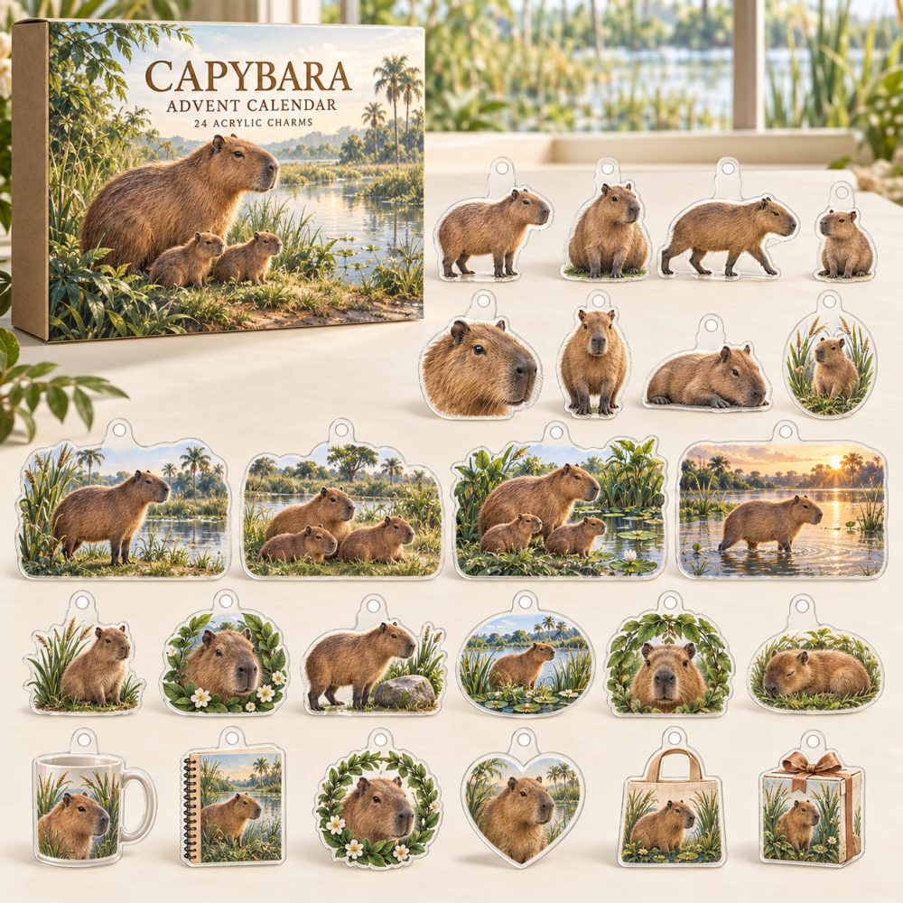 24-Day Capybara Holiday Countdown — Cute Acrylic Charm Advent, Capybara Collectibles For Cozy Gift Giving & Stockings