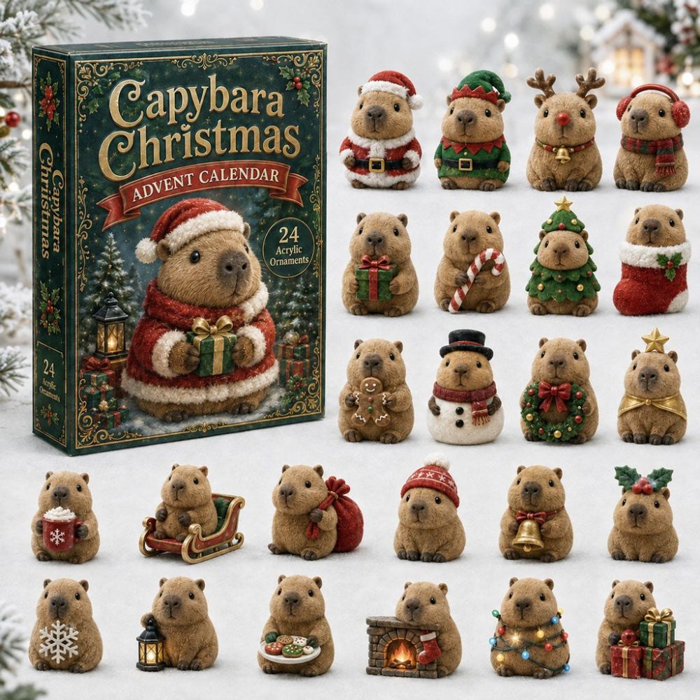 Capybara Christmas 2026 Advent Calendar — 24 Festive Acrylic Charms, Holiday Capybara Countdown, Cute Christmas Gift For Animal Lovers