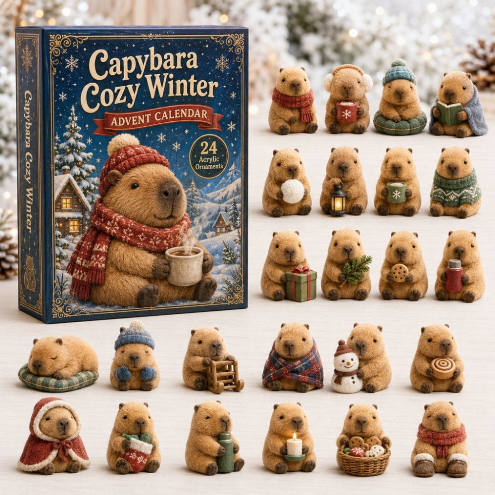 Capybara Cozy Winter 2026 Advent Calendar — 24 Warm Acrylic Charms, Snowy Holiday Countdown, Cute Winter Gift For Animal & Cozy Lovers