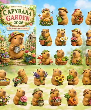 Capybara Garden Festive Countdown 2026 — 24-Day Acrylic Charm Set, Floral Capybara Collectibles & Holiday Gift Calendar