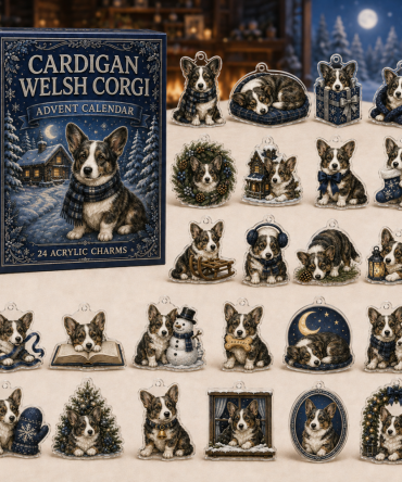 Cardigan Welsh Corgi Holiday Countdown — 24 Acrylic Charms, Festive 24-Day Gift Set For Cardigan Corgi Fans And Owners