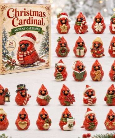 Cardinal Snow Song 24-Day Winter Countdown Calendar 2026 — Acrylic Bird & Snow Charms, Cozy Holiday Gift For Nature Lovers