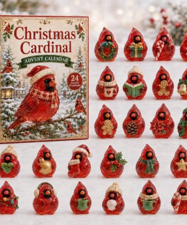 Cardinal Berry Buddies 24-Day Holiday Countdown Calendar 2026 — Acrylic Cardinal Charms, Ideal Gift For Bird Lovers & Nature Fans