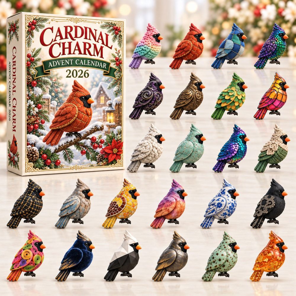 Cardinal Charm Holiday Advent Calendar - 24-Day Acrylic Charms, Red Bird Keepsake & Holiday Countdown For Nature Lovers