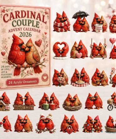 2026 Cardinal Couple Advent Calendar - 24-Day Romantic Acrylic Charm Countdown, Holiday Gift For Couples & Bird Lovers