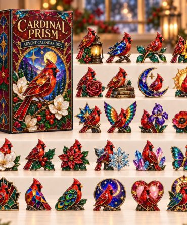 2026 Cardinal Prism 24-Day Advent Countdown With Prism Acrylic Charms - Elegant Red Bird Holiday Decor Calendar, Limited Edition