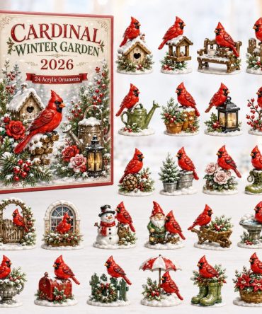 2026 Cardinal Winter Garden Advent Calendar - 24-Day Acrylic Charm Countdown, Holiday Decor, Gift For Bird Lovers