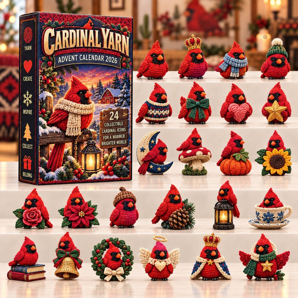 Cardinal Yarn 24-Day Knitting Advent Calendar With Acrylic Charms - Gift For Yarn Lovers & Crafters 2026