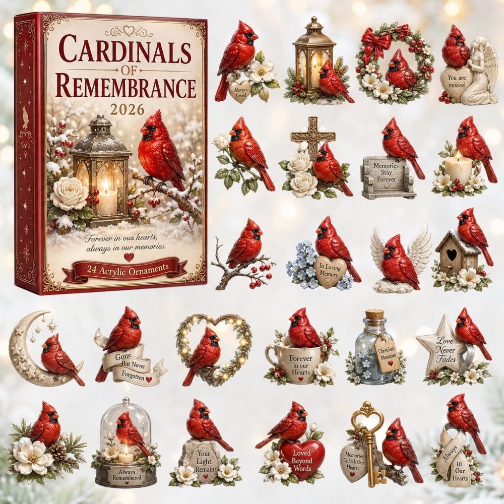 2026 Cardinals Of Remembrance Calendar - 24 Acrylic Charm Surprises, Memorial & Holiday Keepsake Countdown Gift