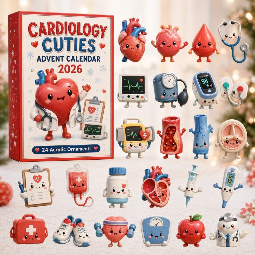 Cardiology Cuties Medical Advent Calendar 2026 — 24-Day Acrylic Charms, Cute Heart & Medical-Themed Countdown Gift
