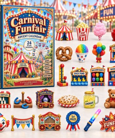 Carnival Funfair Holiday Countdown 2026 - 24 Bright Acrylic Charms, Reusable Carnival-Themed Advent Gift For Kids
