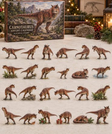 Carnotaurus Advent Surprise — 24 Fierce Acrylic Dino Charms, Bold Horned Dinosaur Countdown Set For Kids, Collectors & Gifts