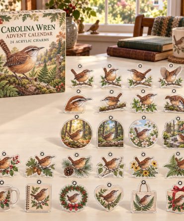 Carolina Wren Acrylic Charm Holiday Countdown Set — 24 Collectible Advent Ornaments, Gift For Bird Lovers & Home Decor