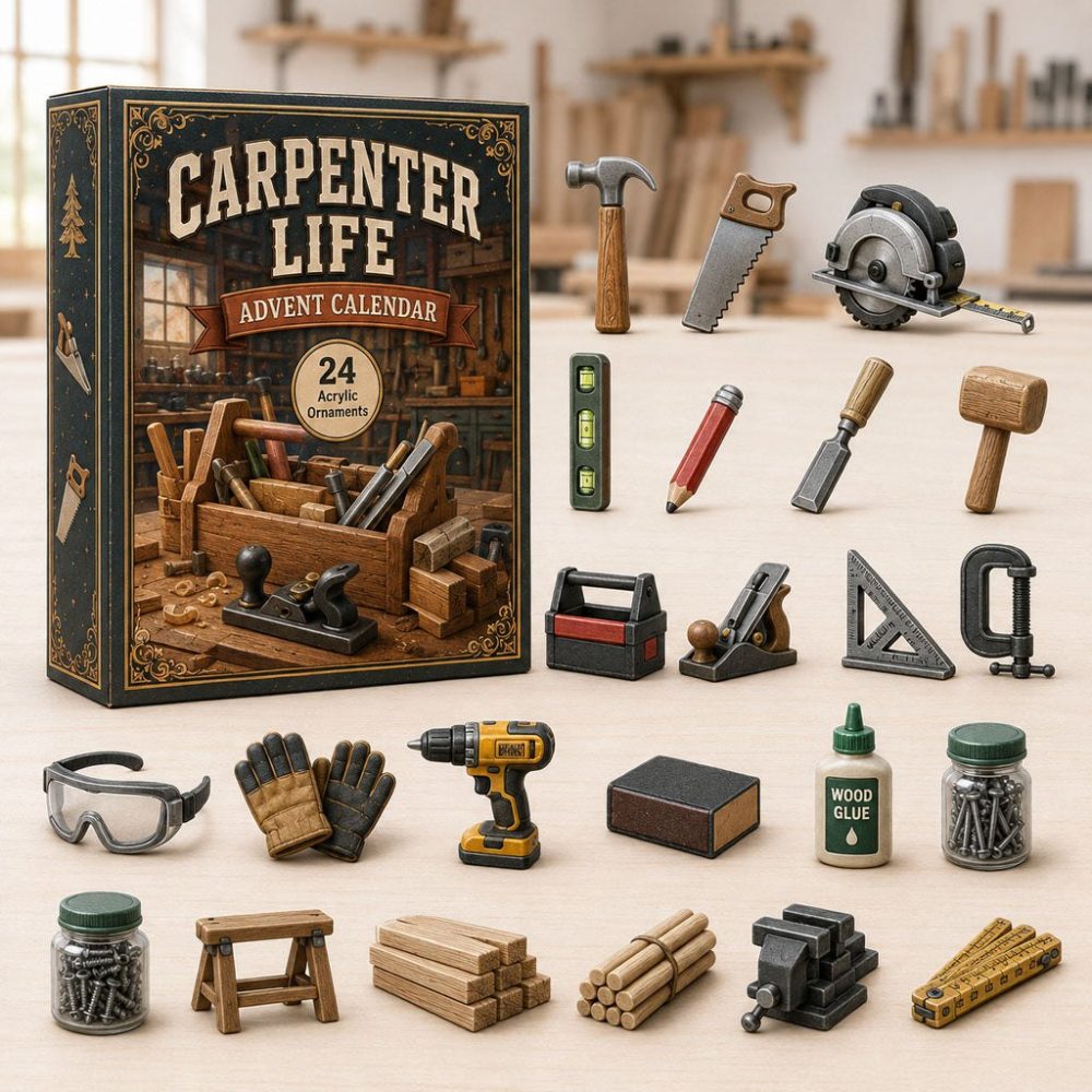 Carpenter Life 2026 Countdown - 24-Day Acrylic Charm Advent Calendar For Woodworkers, Tool-Themed Daily Surprises & Gift Idea