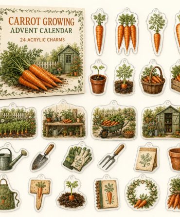 24-Day Carrot Growing Countdown - Acrylic Garden Charm Advent Calendar With Mini Vegetable Ornaments For Kids, Gardeners & Gifts
