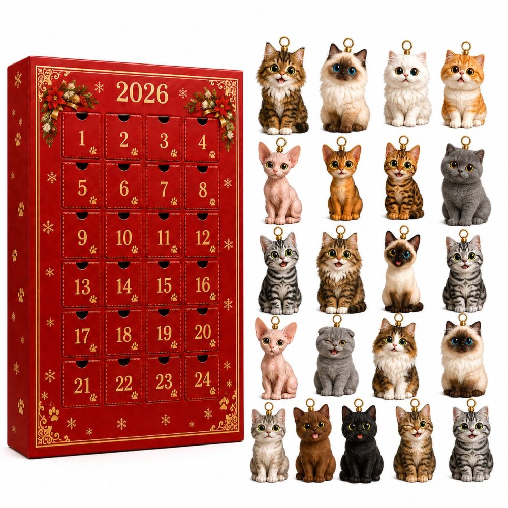 Cat Lover Holiday Countdown - 24-Day Acrylic Charm Advent Calendar With Cat Ornaments, Cute Christmas Gift 2026