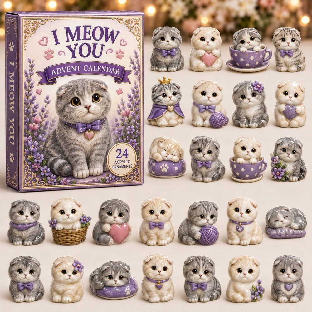 Cat Companions 24‑Day Advent Calendar 2026 — Adorable Cat Companion Acrylic Charm Set With 24 Collectible Kitty Ornaments, Gift-Worthy