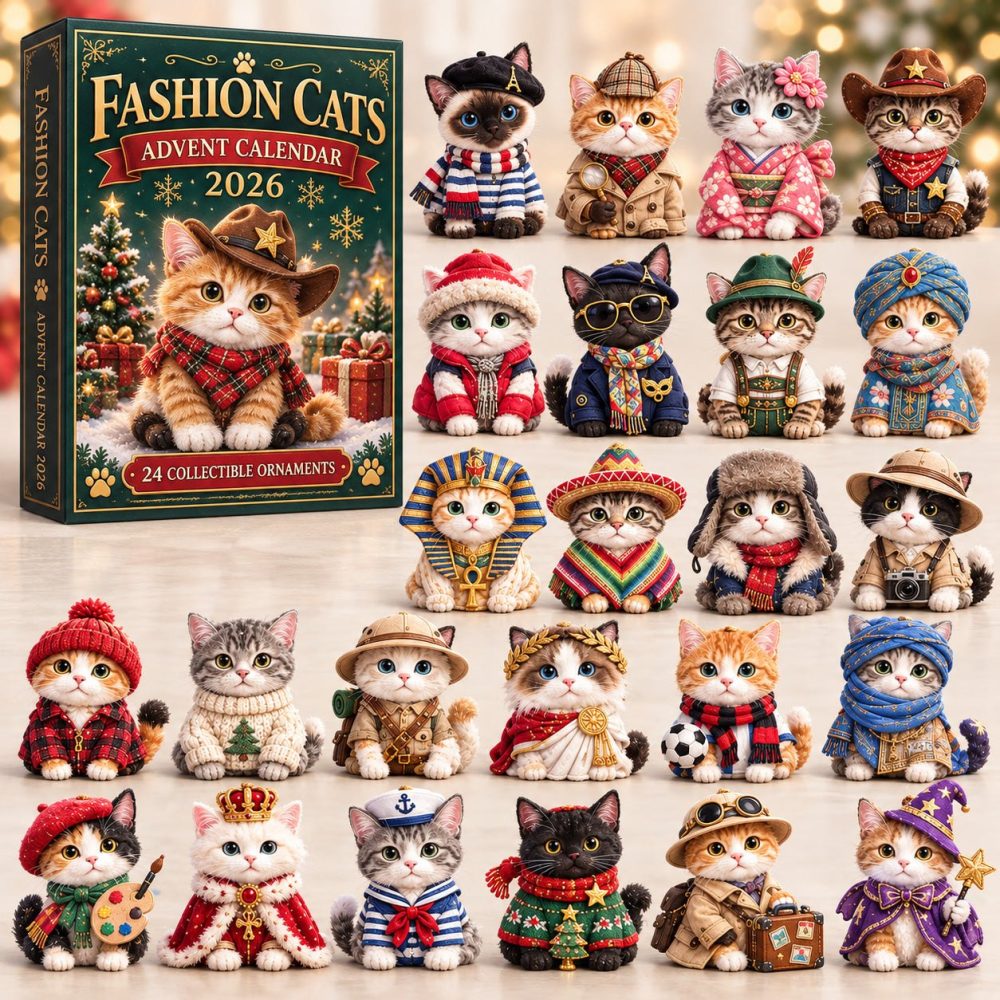 Cats Around The World 24-Day Advent Calendar With Acrylic Charms - International Cat Art Holiday Countdown 2026