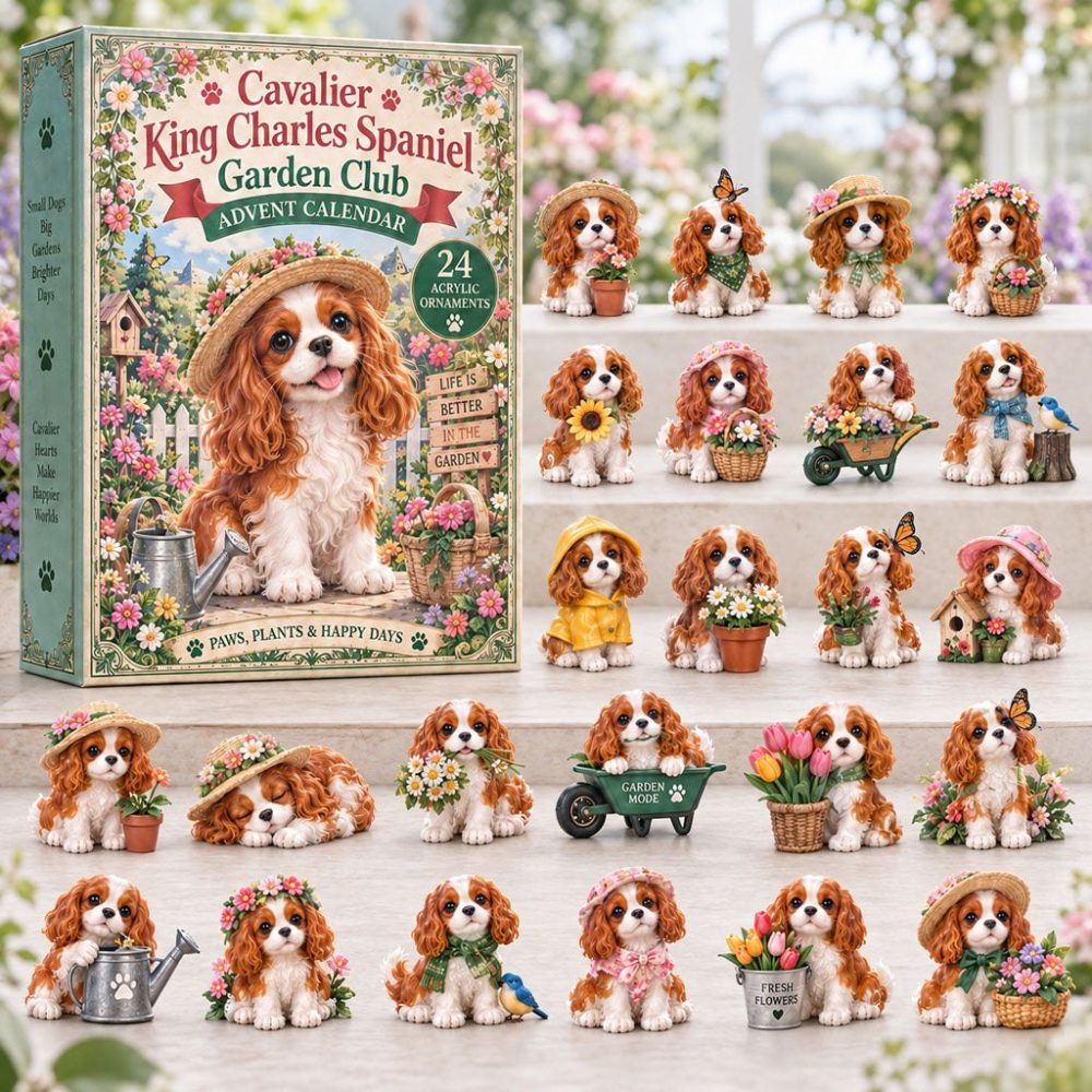 Cavalier King Charles Garden Club 2026 Holiday Countdown — 24-Day Acrylic Charm Set For Dog Lovers & Collectors