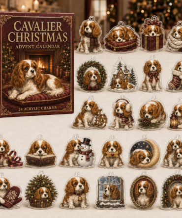 Cavalier King Charles Spaniel Holiday Countdown — 24 Acrylic Charm Advent Calendar For Dog Lovers & Gift Giving